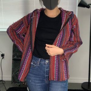 Bohemian jacket with zipper and hood free size
